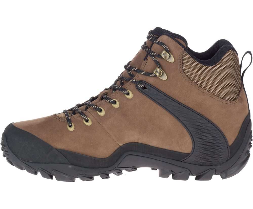 Botas Homem - Merrell Chameleon 8 Couro Mid Waterproof - Marrom/Pretas - YXV167498